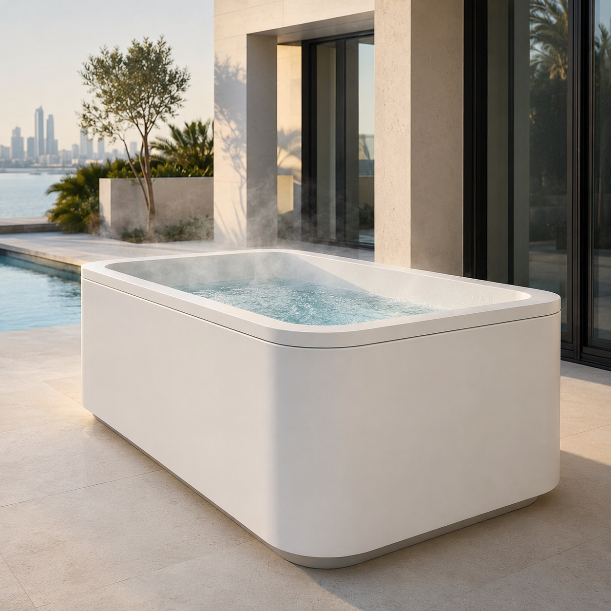 Cold plunge at a modern villa